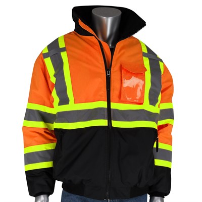 PIP 333-1745 Type R Class 3 Two-Tone Black Bottom Bomber Jacket Orange - XLarge